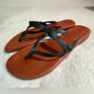 EILEEN‎ FISHER Black/Brown Women’s Leather Flat Sandals Sz 8